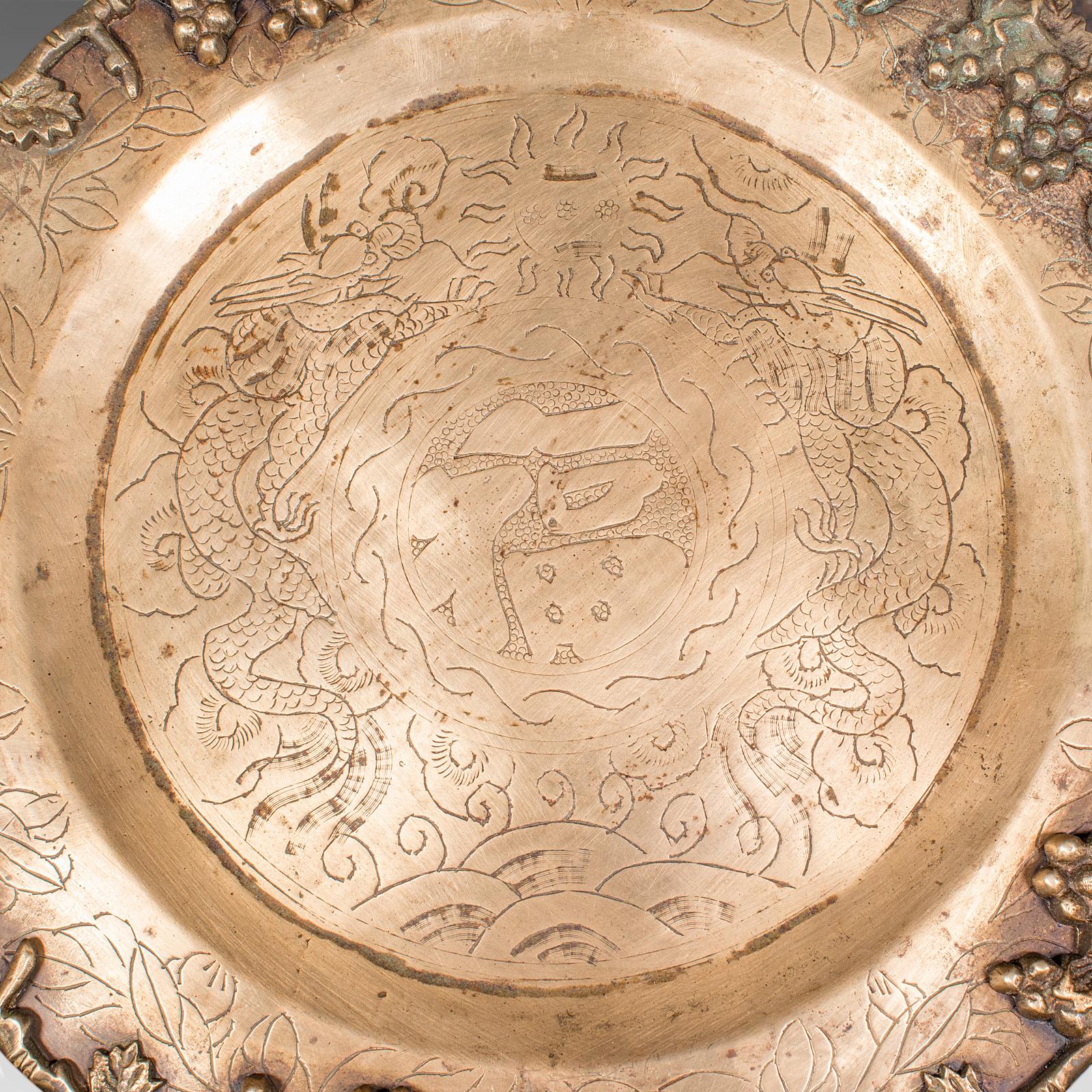 Milieu du XXe siècle Vintage Cake Table, Oriental, Brass, Mahogany, Afternoon Fancies Stand, Art Deco en vente