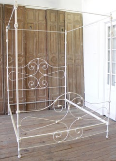 Vintage Cal King Iron Canopy Bed