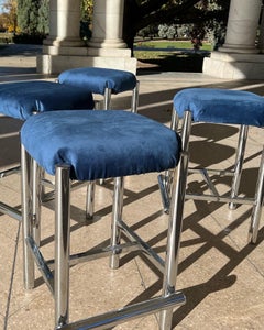 Vintage Cal-Style 1988 Chrome Bar Stools, Set of 4