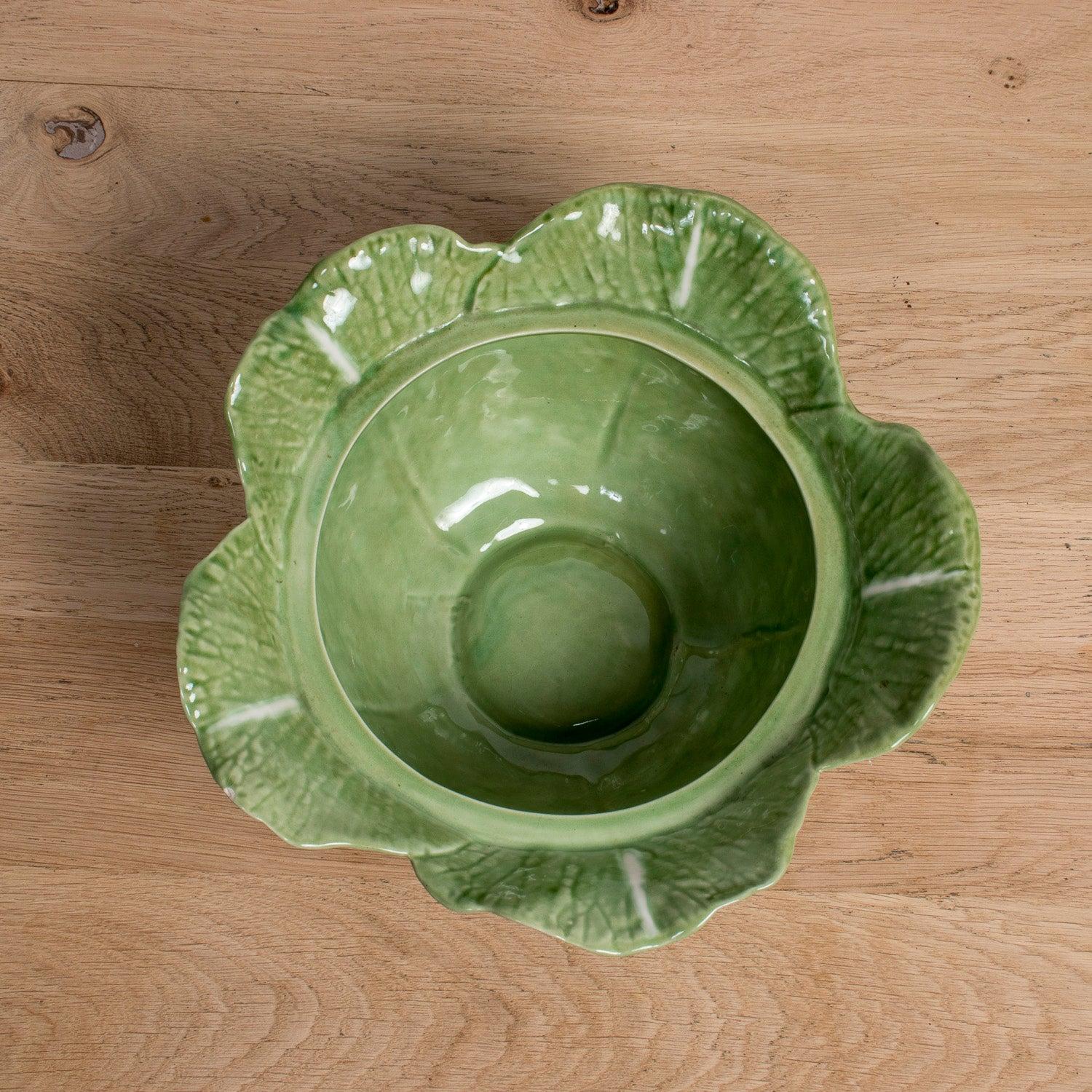 Soupière à chou portugaise vintage de Caldas Da Rainha avec couvercle, signée F&F Vintage en vente 4