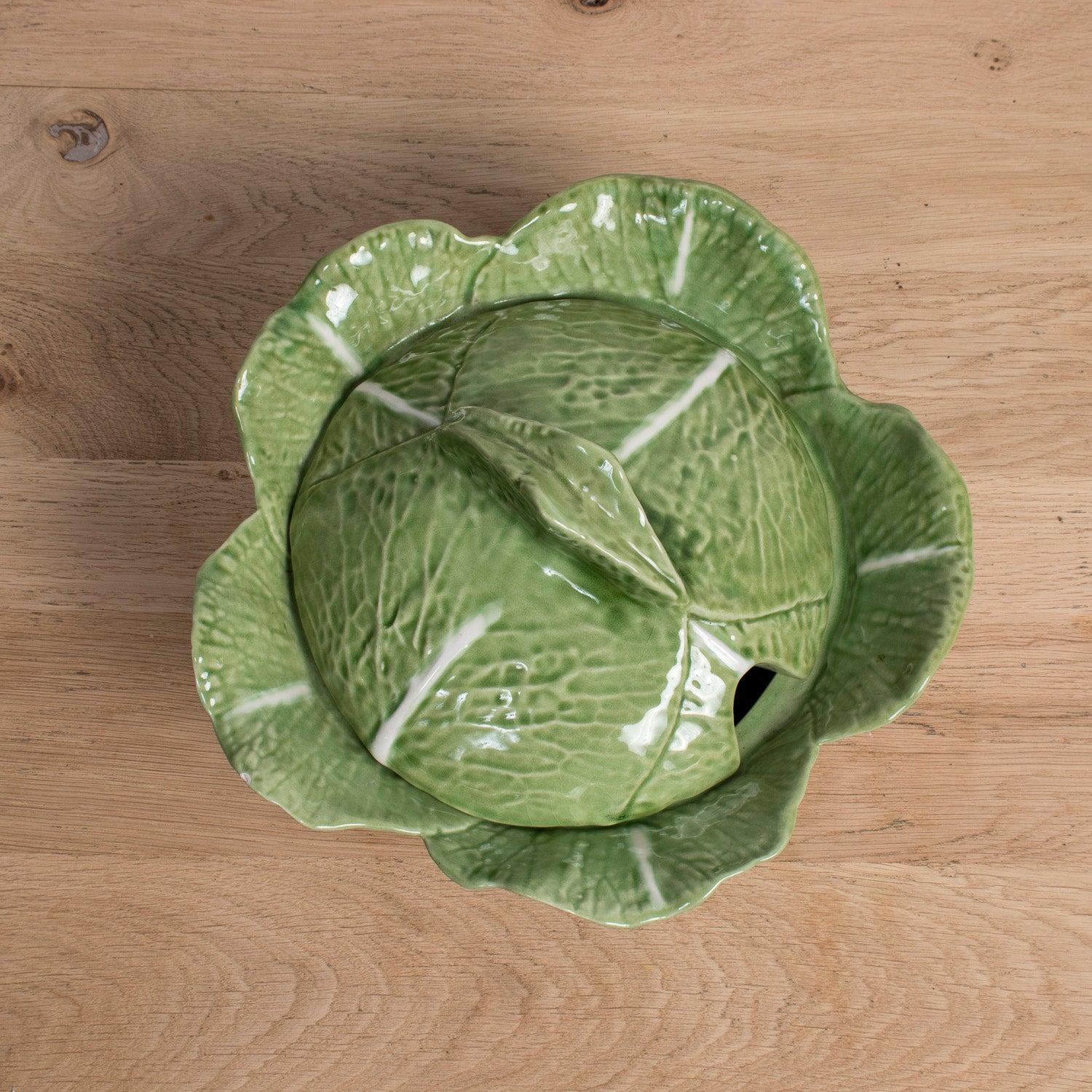 Soupière à chou portugaise vintage de Caldas Da Rainha avec couvercle, signée F&F Vintage en vente 3