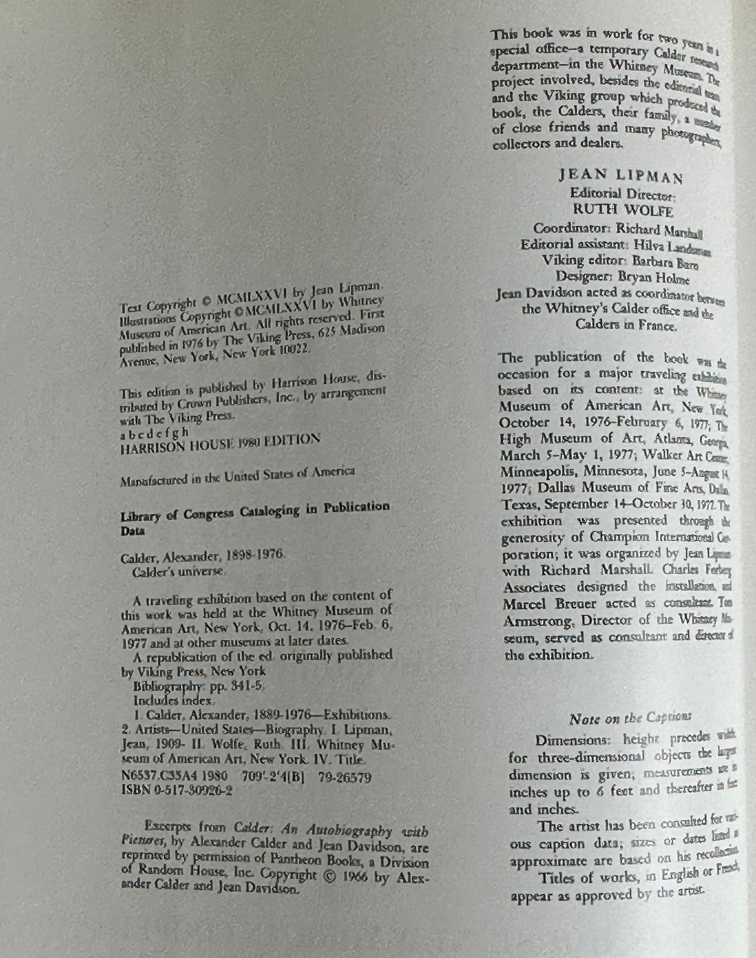Vintage-Kunstbuch „Calder's Universum“ von Jean Lipman (amerikanisch) im Angebot
