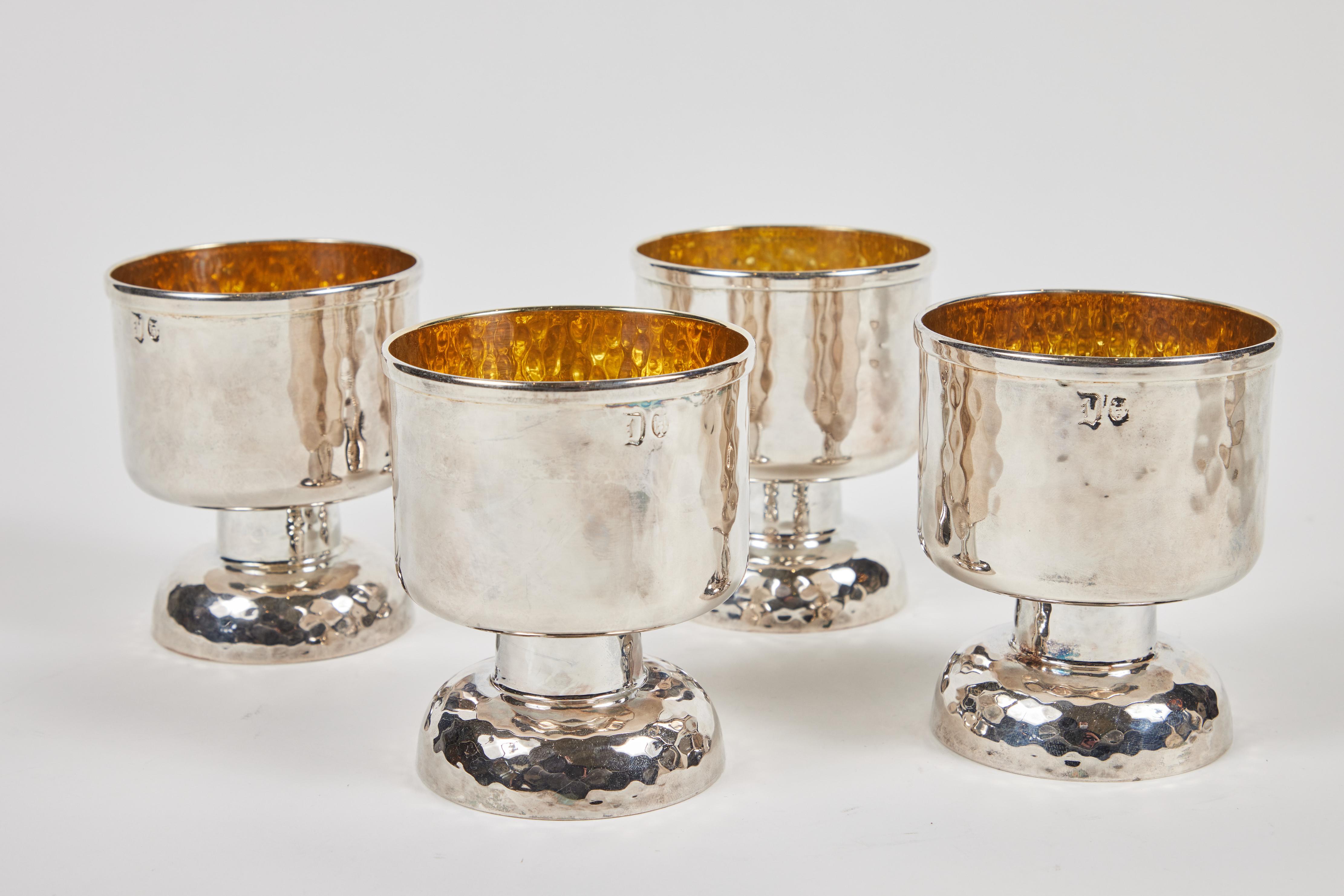 Mid-Century Modern Vintage Calegaro Hammered Silverplate Bar Set, Italy