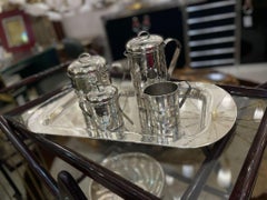 Vintage Calegaro Hammered Silverplate Coffee/Tea Set, Italy 1970s