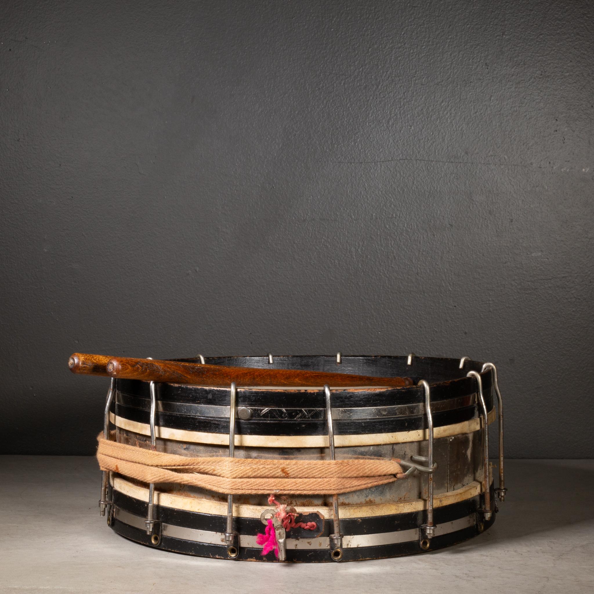 Animal Skin Vintage Calfskin Snare Drum and Drumsticks c.1920-1950