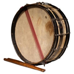 Vintage-Trommel- und Trommelständer aus Kalbsleder, ca. 1920-1950