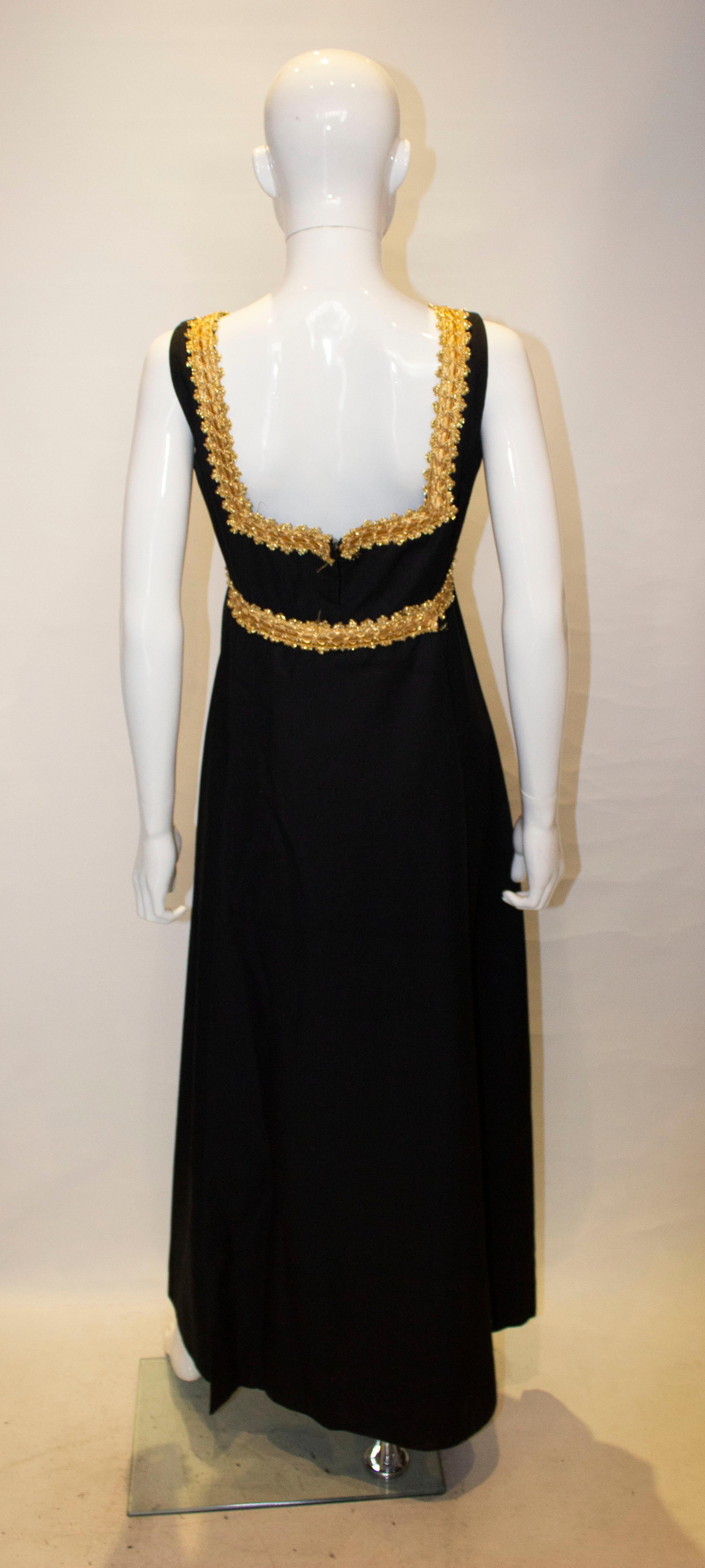 Women's Vintage California Black and Gold Evening Dress For Sale