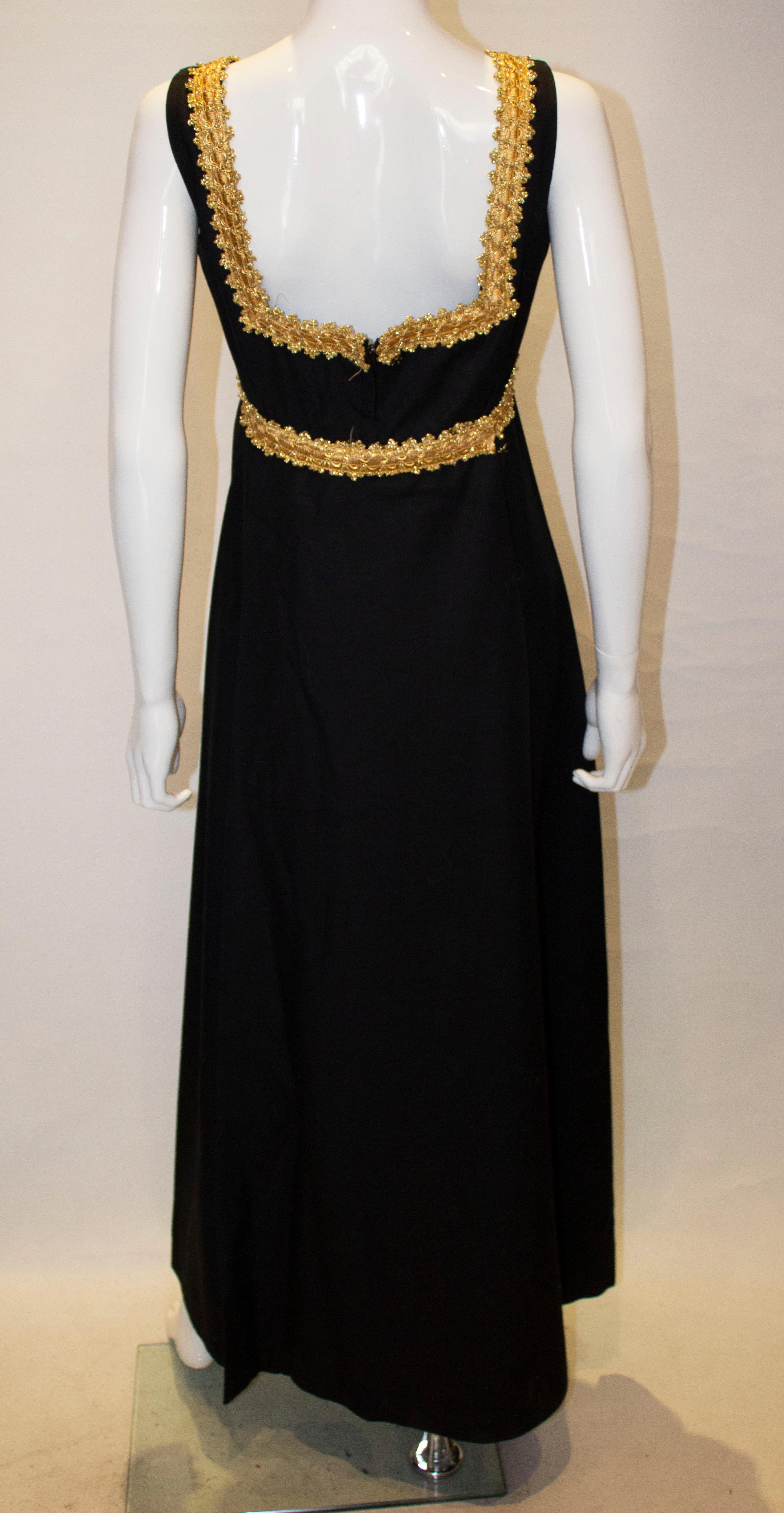 Vintage California Black and Gold Evening Dress For Sale 1