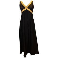 Vintage California Black and Gold Evening Dress