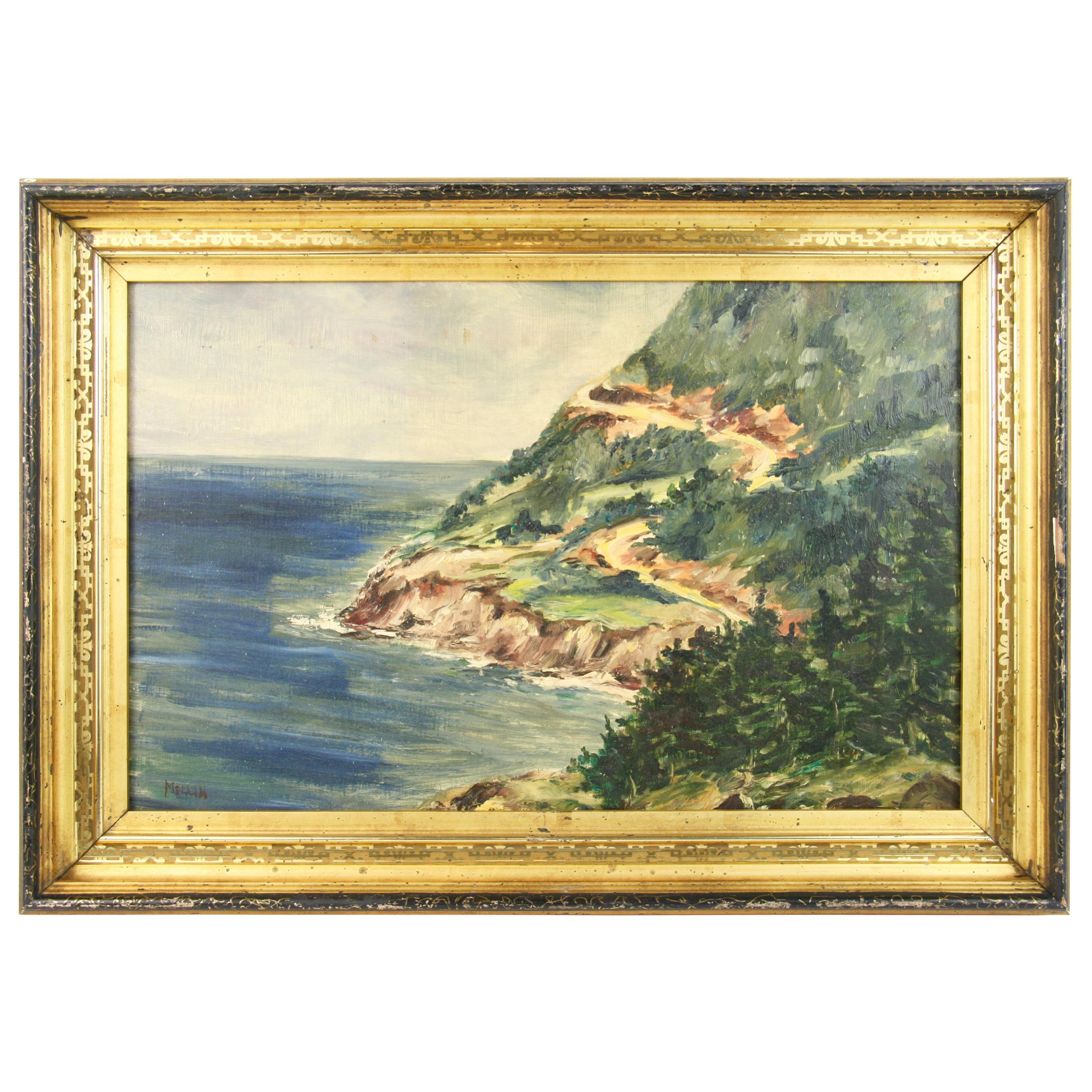 Vintage California Coastal Landscape  Painting 