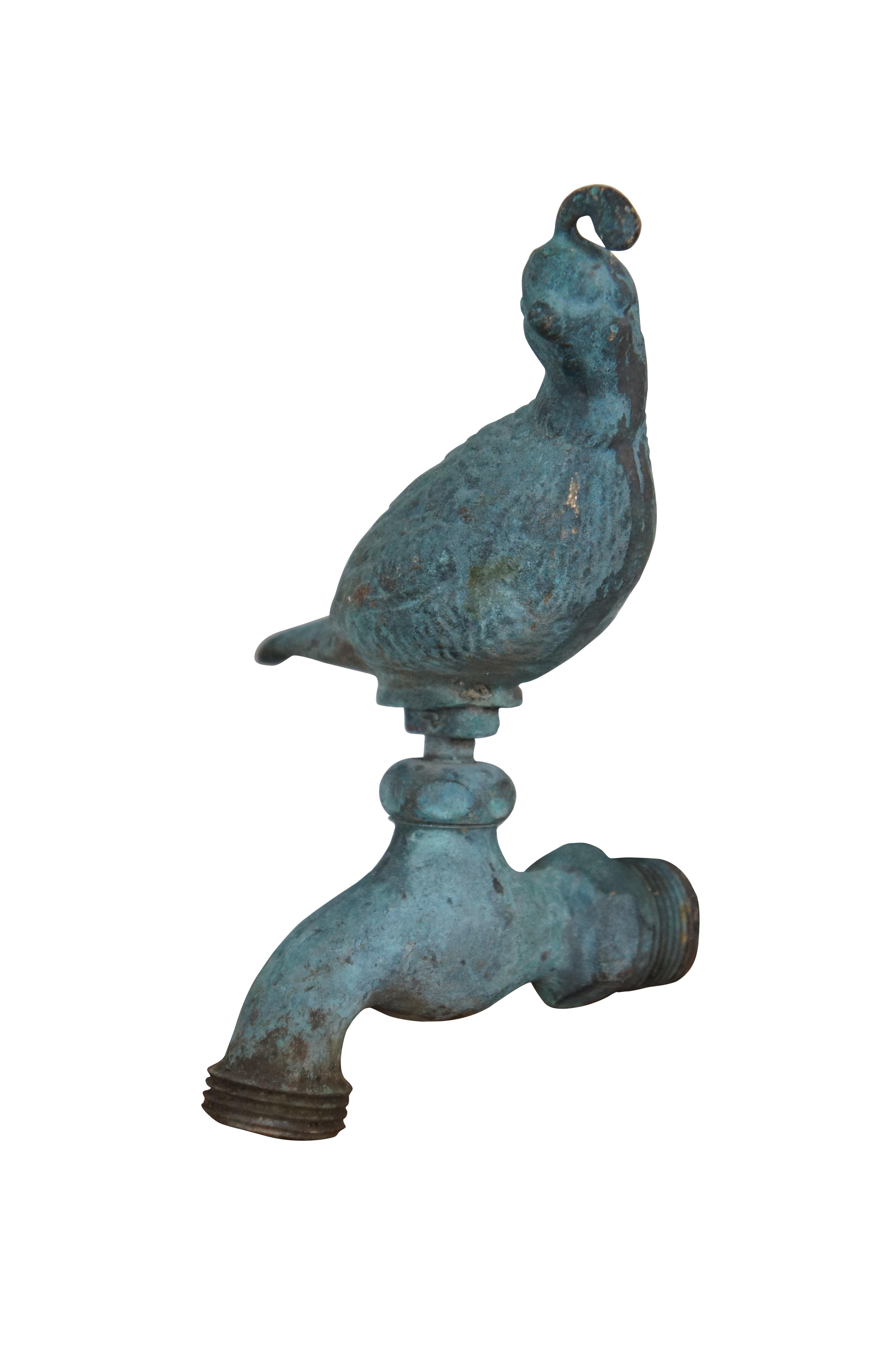Country Vintage California Gambels Quail Brass Water Spigot Faucet Garden Hose 7