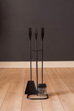 Kaminbesteck-Set aus schwarzem Eisen, Kalifornien, Modernismus