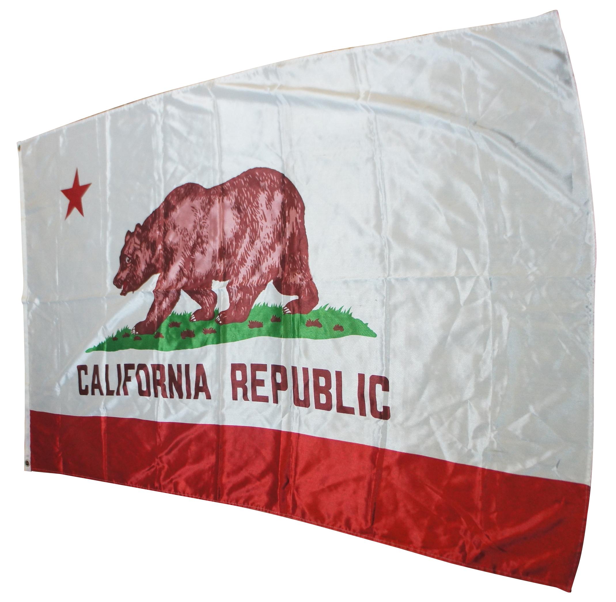 Polyester state flag of California, circa last quarters 20th century. Measures:  3’ x 5’.
   