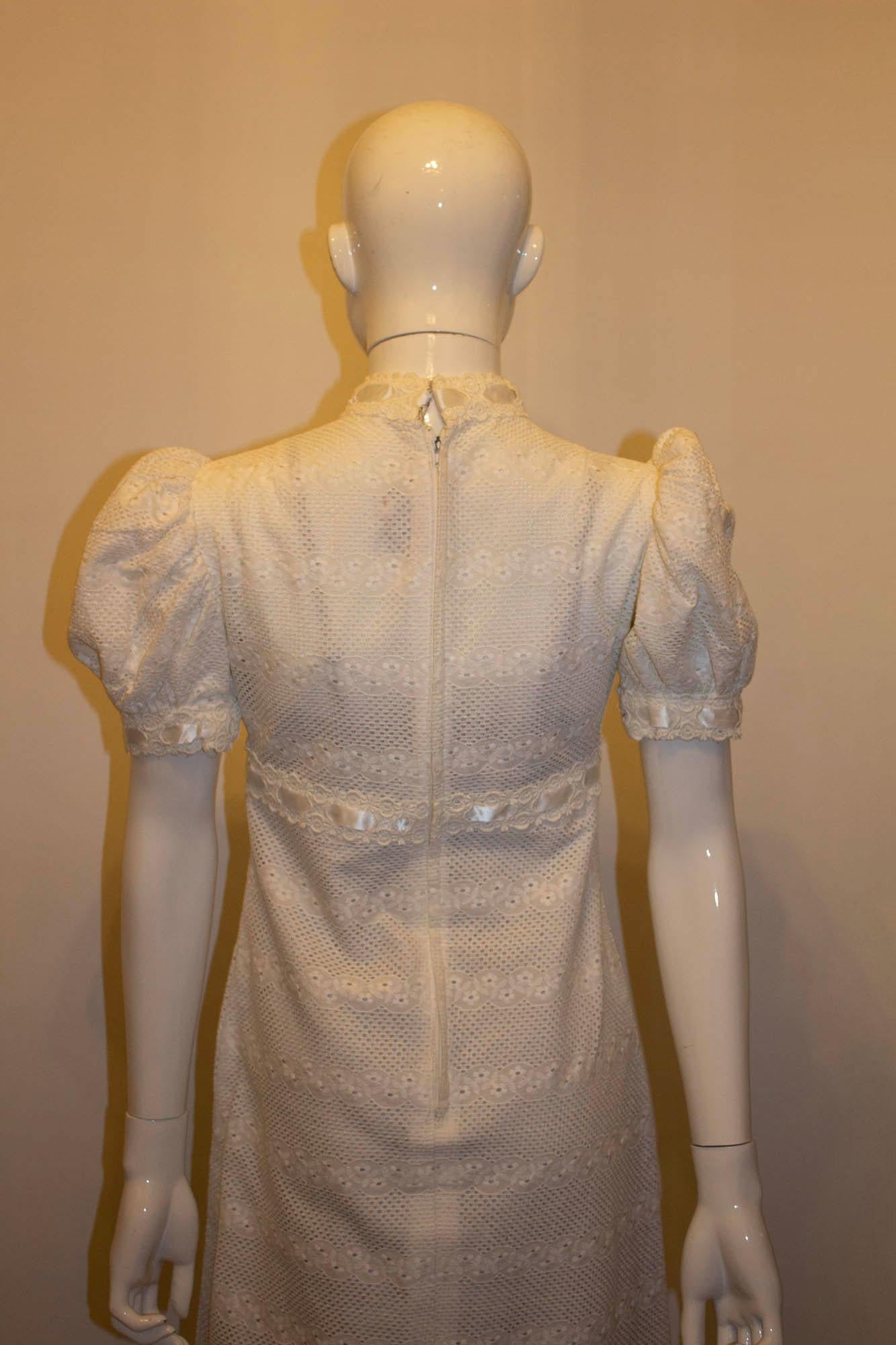 Brown Vintage California White Cotton Gown For Sale