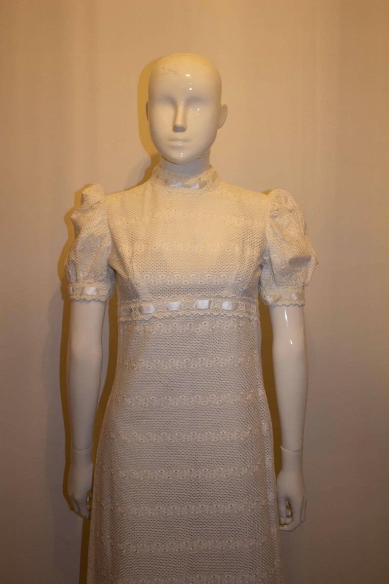 Vintage California White Cotton Gown For Sale at 1stDibs