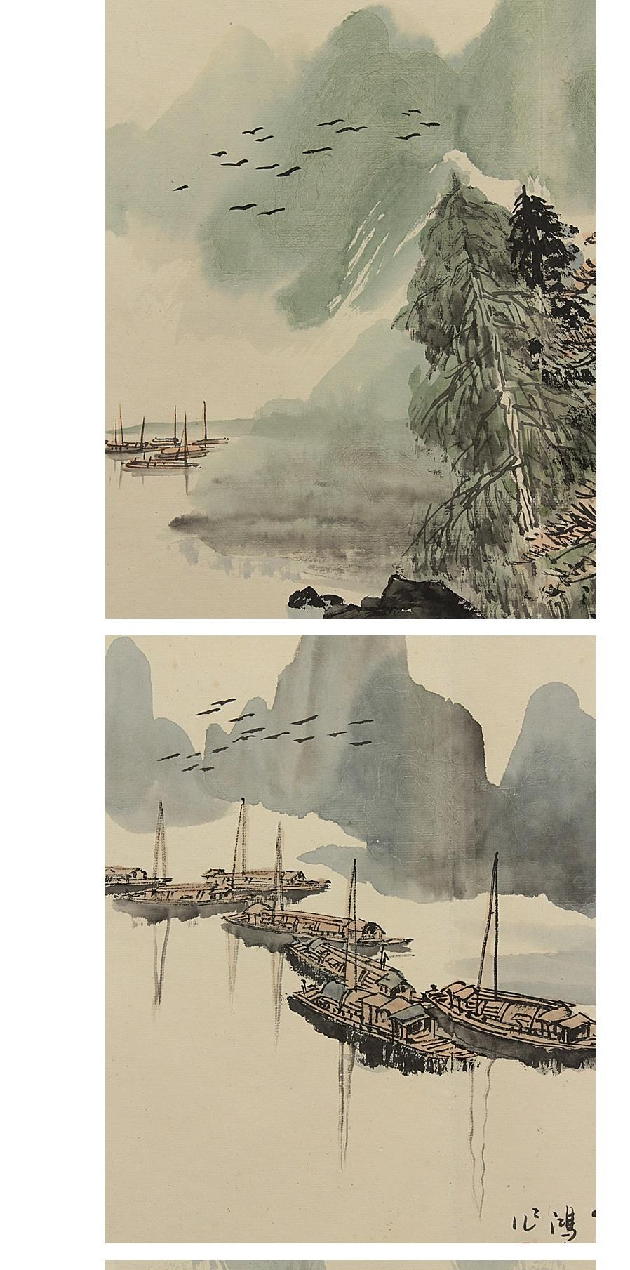 Vintage, Calligraphy, Watercolor Paintings, Chinese Art, China, 20th Century In Excellent Condition For Sale In Amsterdam, Noord Holland