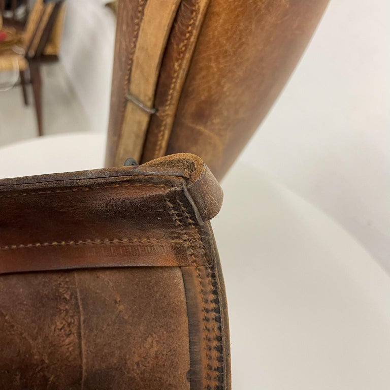 Cavalry Calf Leg Protectors Brown Leather Modern Motorcycle Puttees Gaiters For Sale at 1stDibs