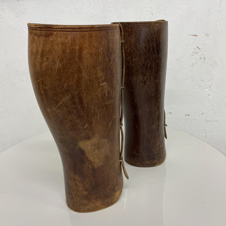 Cavalry Calf Leg Protectors Brown Leather Modern Motorcycle Puttees