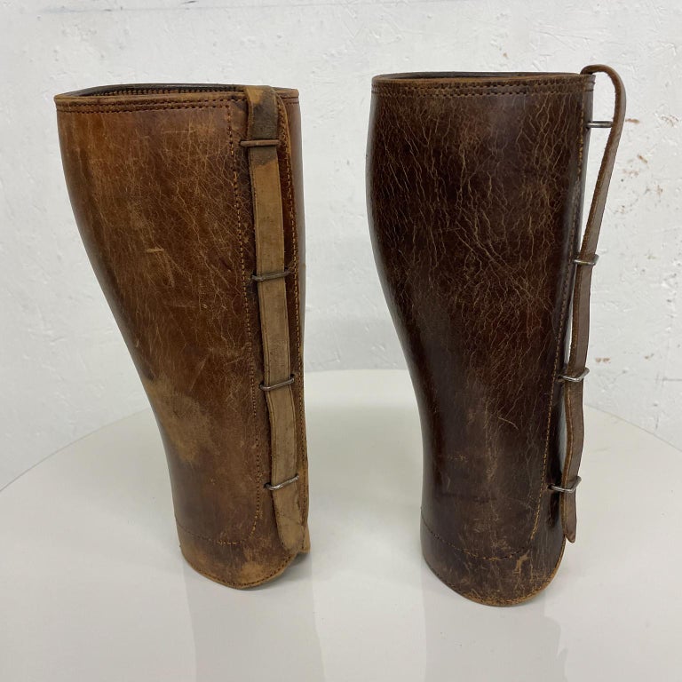 Cavalry Calf Leg Protectors Brown Leather Modern Motorcycle Puttees