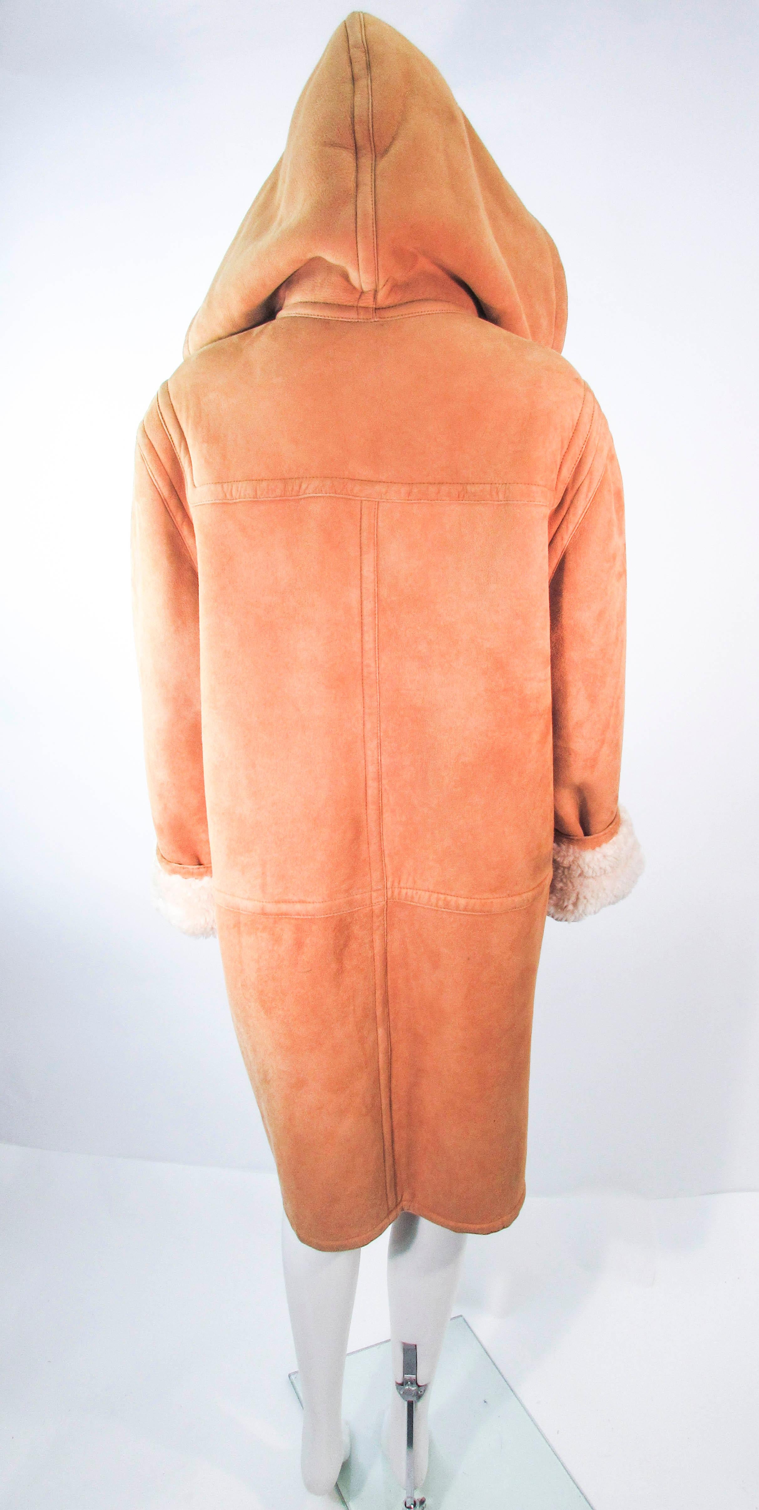 VINTAGE CALVIN KLEIN Brown Shearling Coat with Hood Size 6 6
