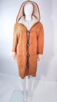 VINTAGE CALVIN KLEIN Brown Shearling Coat with Hood Size 6