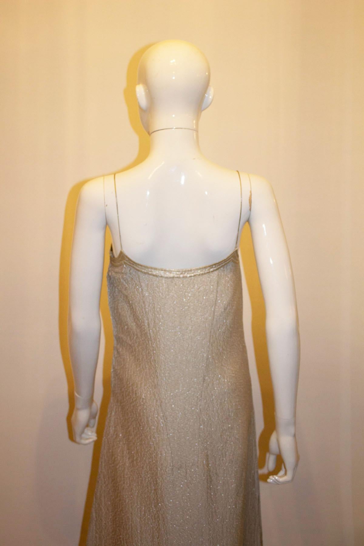 Vintage Calvin Klein Silver Evening Gown In Good Condition For Sale In London, GB