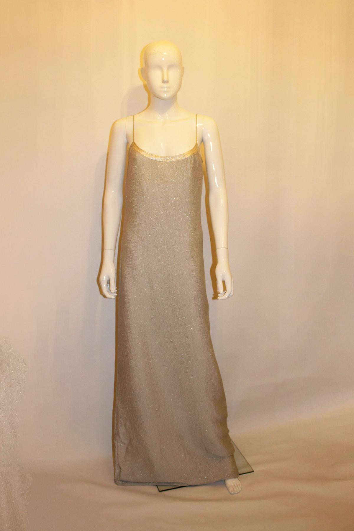Women's Vintage Calvin Klein Silver Evening Gown For Sale