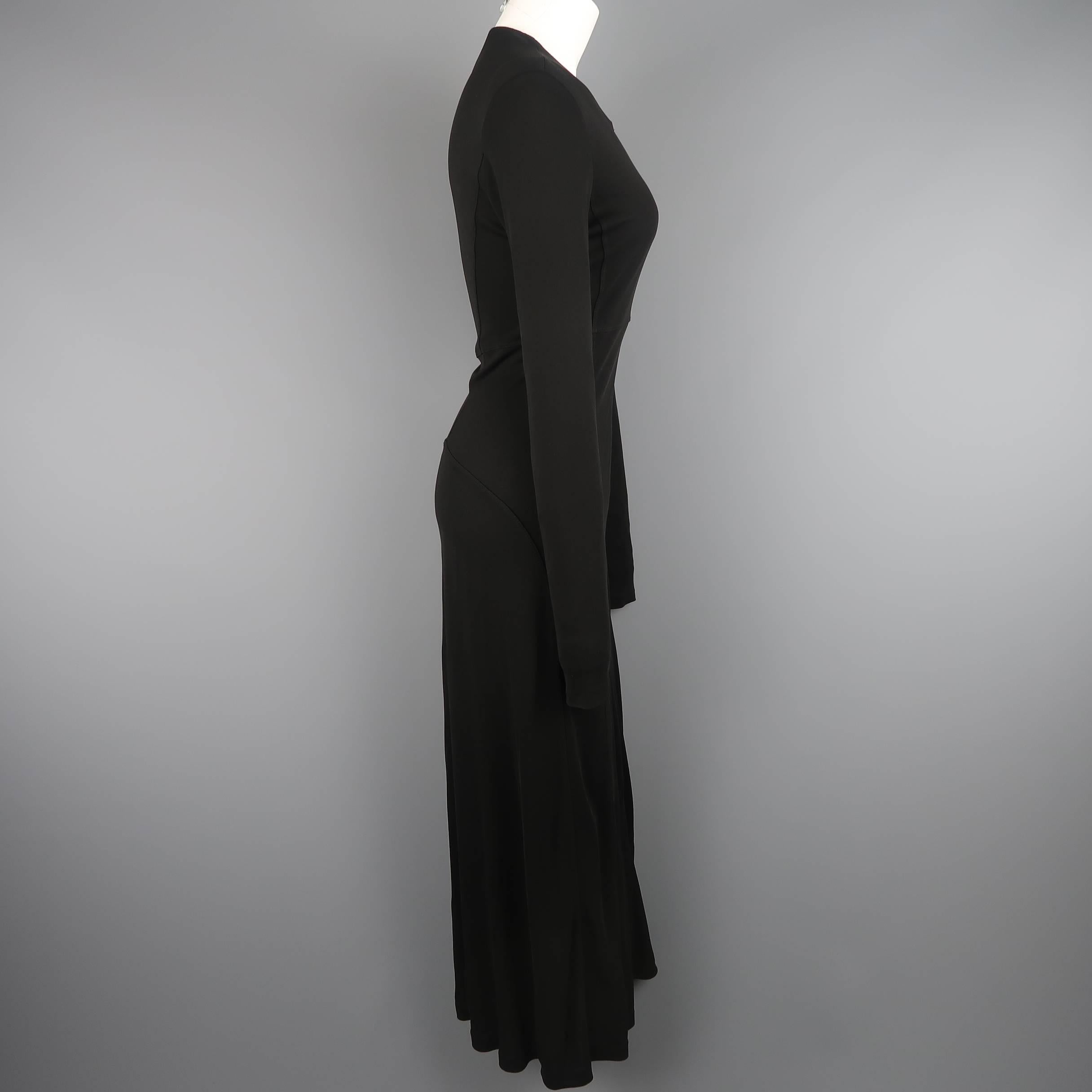 Calvin Klein Vintage Black Viscose Long Sleeve Maxi Dress In Good Condition In San Francisco, CA