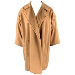 Vintage CALVIN KLEIN Size 8 Camel Open Front Notch Lapel Coat