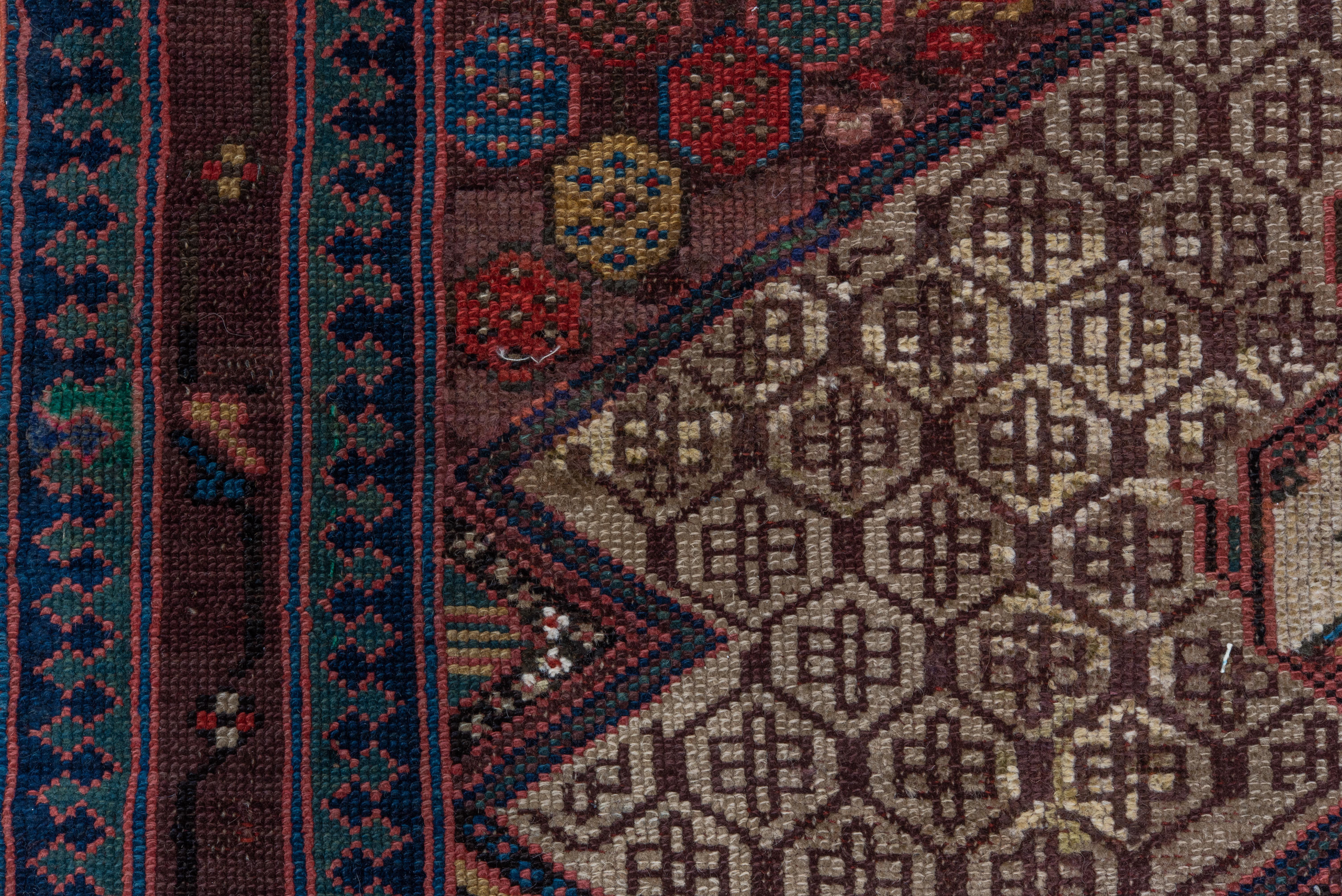 Wool Vintage Cam Hamadan Runner – Lattice Medallions and Floral Octagons For Sale
