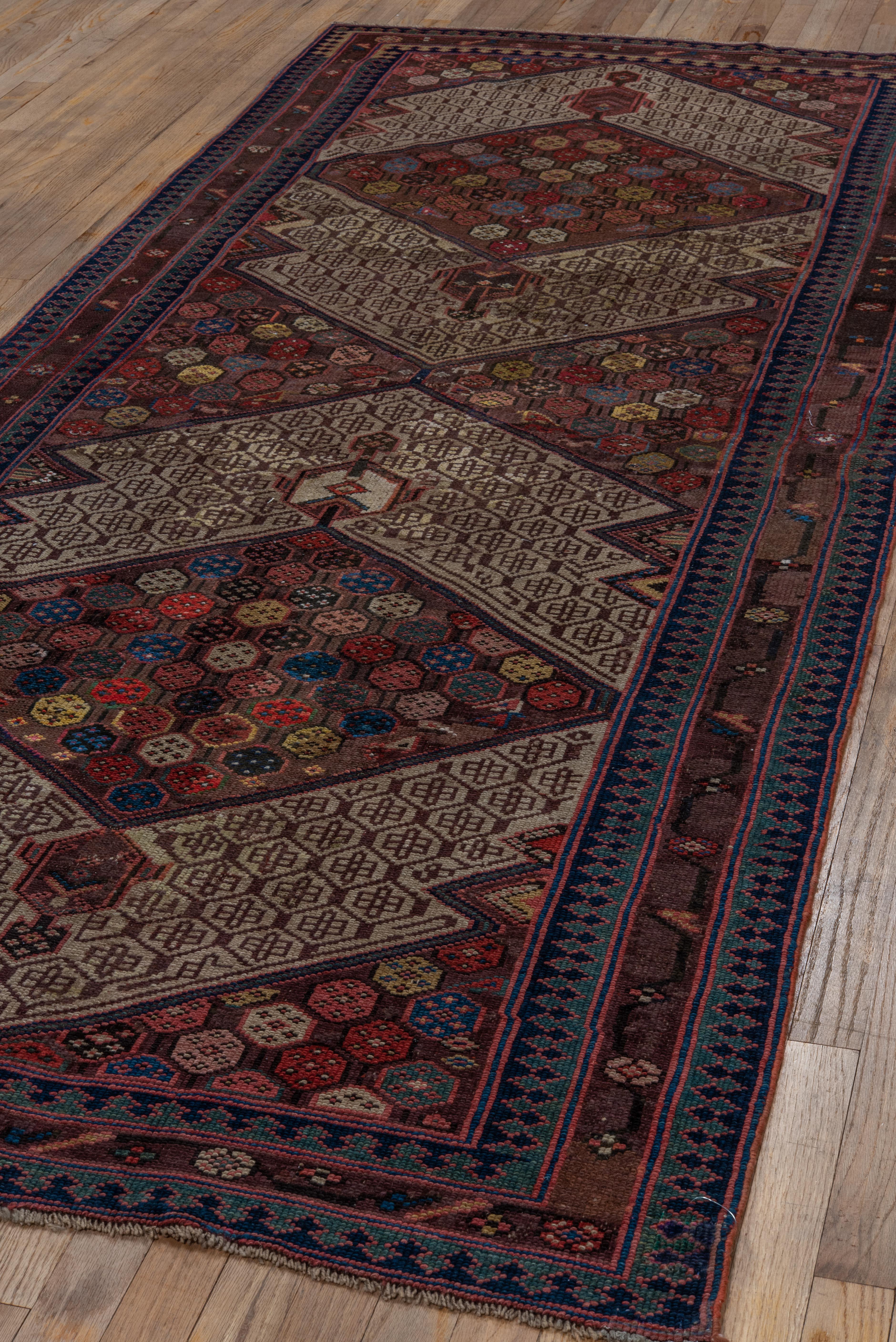 Vintage Cam Hamadan Runner – Lattice Medallions and Floral Octagons For Sale 3