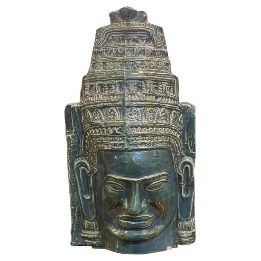 Vintage Cambodian Ceramic Head For Sale