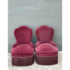 Vintage Camel Back Slipper Chairs - A Pair