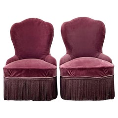 Vintage Camel Back Slipper Chairs - A Pair