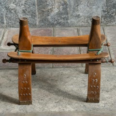 Vintage Camel Leather Saddle Stool