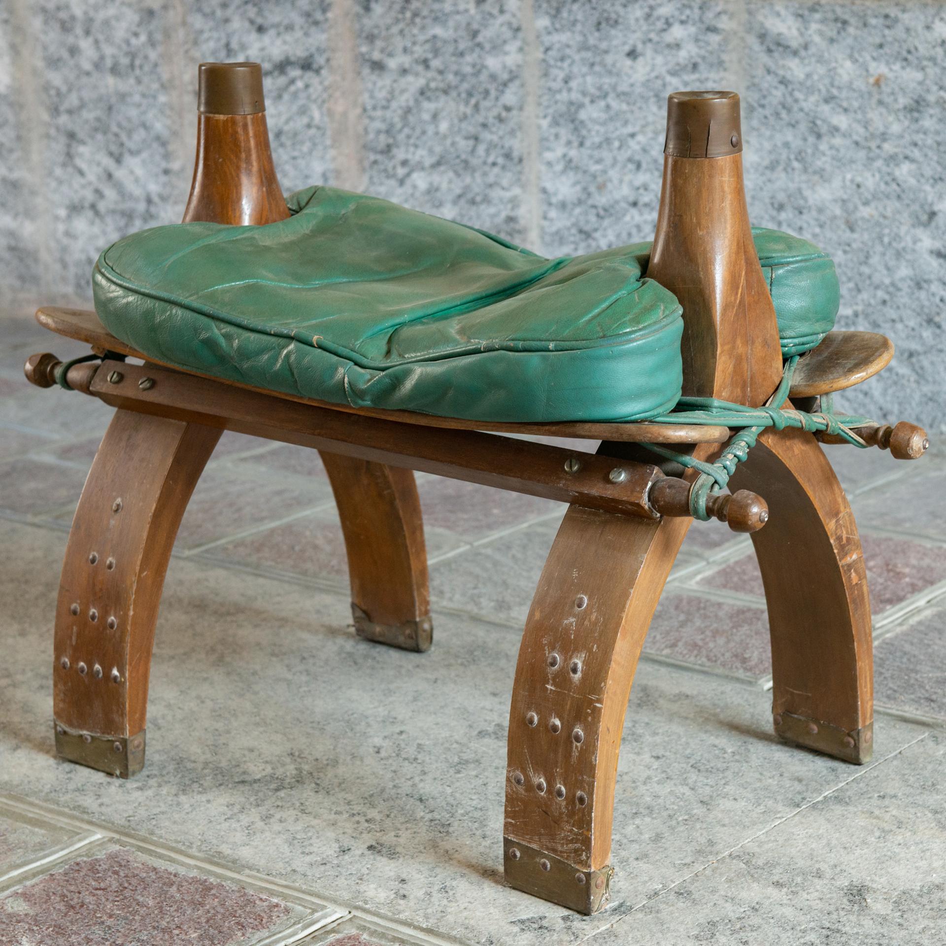 Other Vintage Camel Leather Saddle Stool