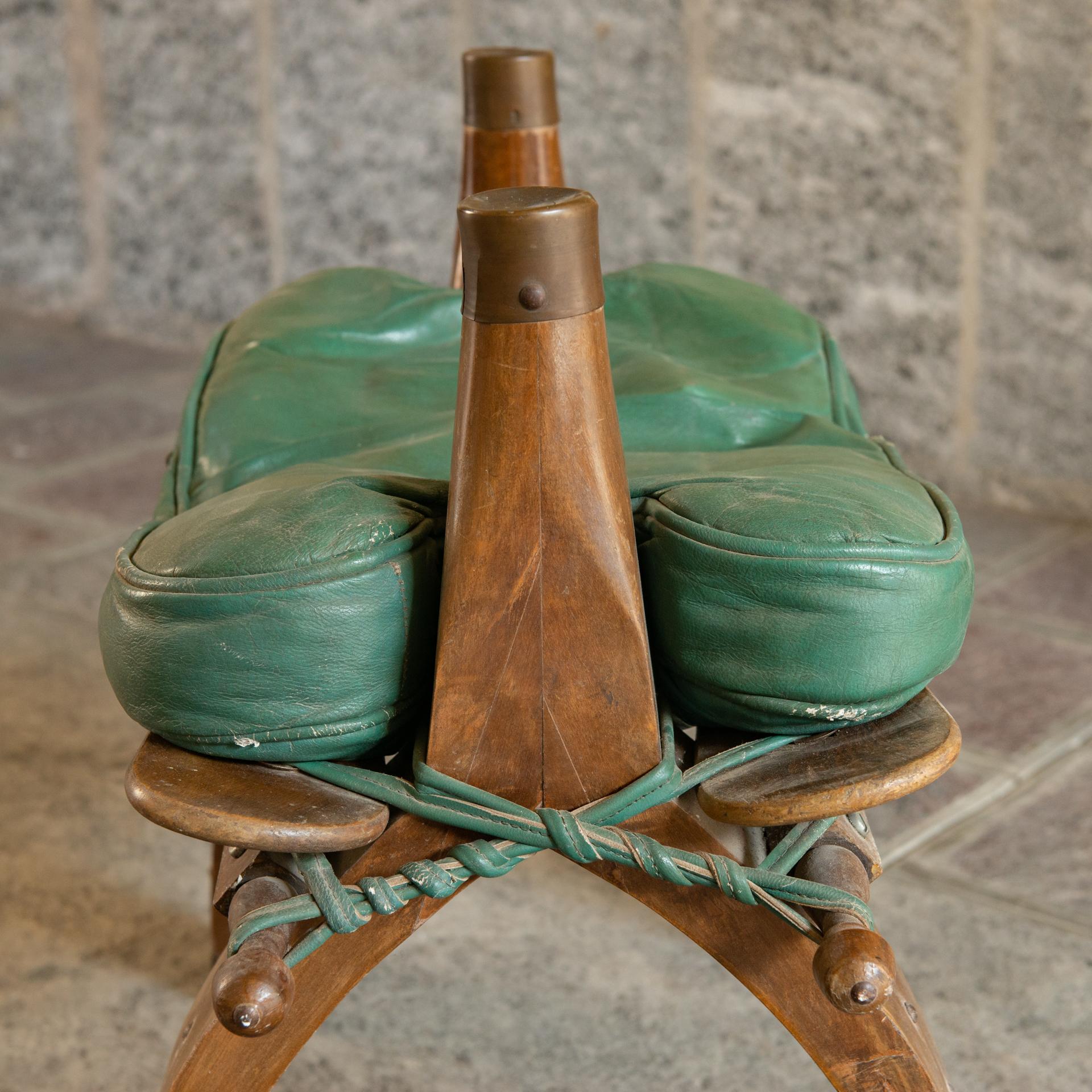 20th Century Vintage Camel Leather Saddle Stool