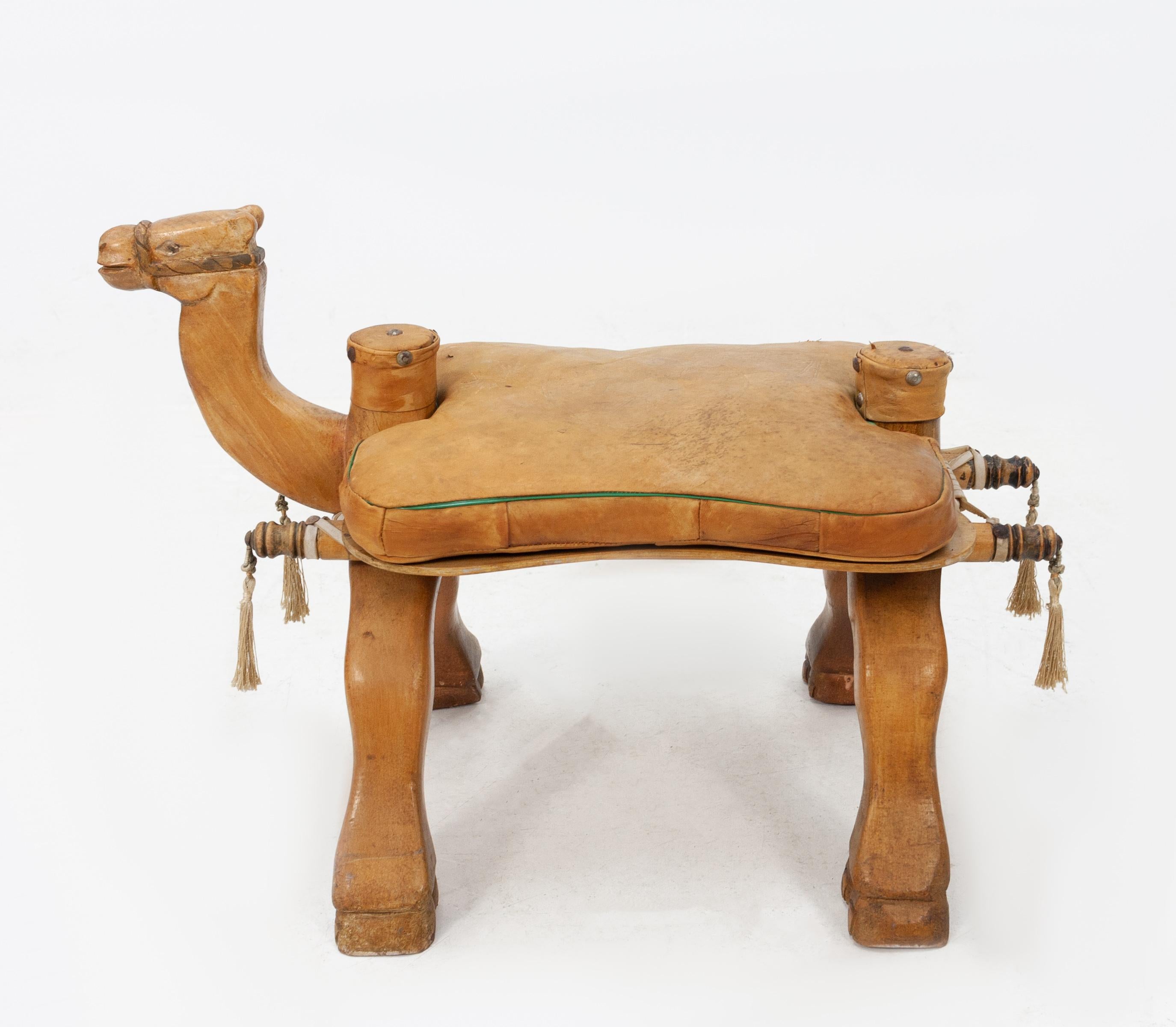 Wood Vintage Camel Saddle Stool, 1960s