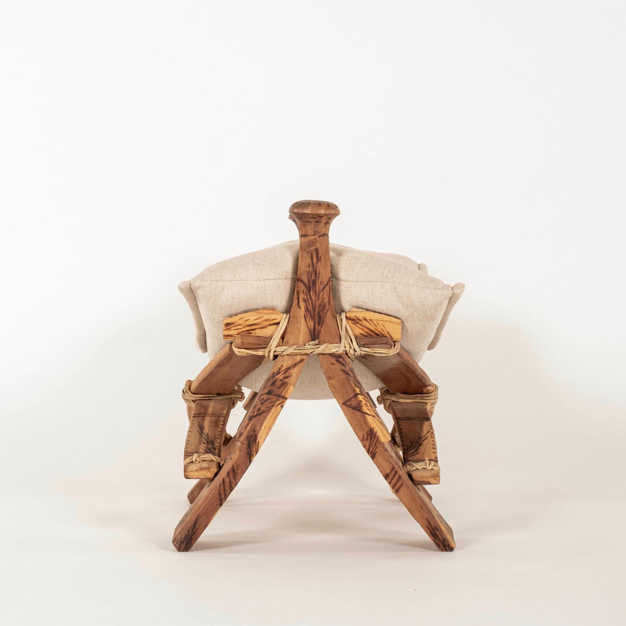 Etched Vintage Camel Saddle Stool