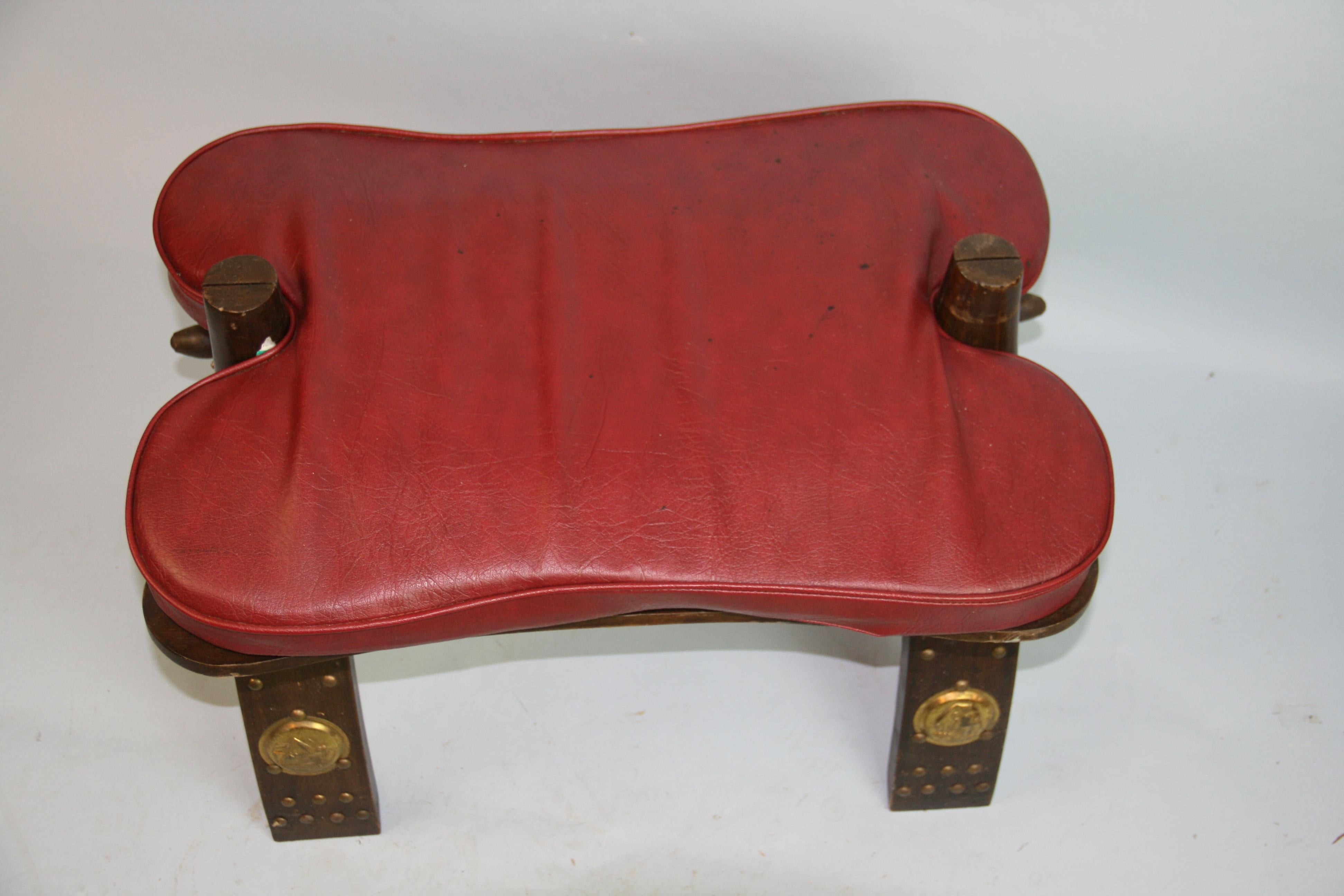 Vintage Camel Saddle/Stool In Good Condition In Douglas Manor, NY