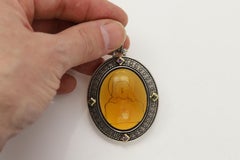 Vintage Cameo of Jesus in Italian Vintage Murano Glass Pendant