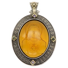 Colgante Vintage Camafeo de Jesús en Cristal de Murano Vintage Italiano