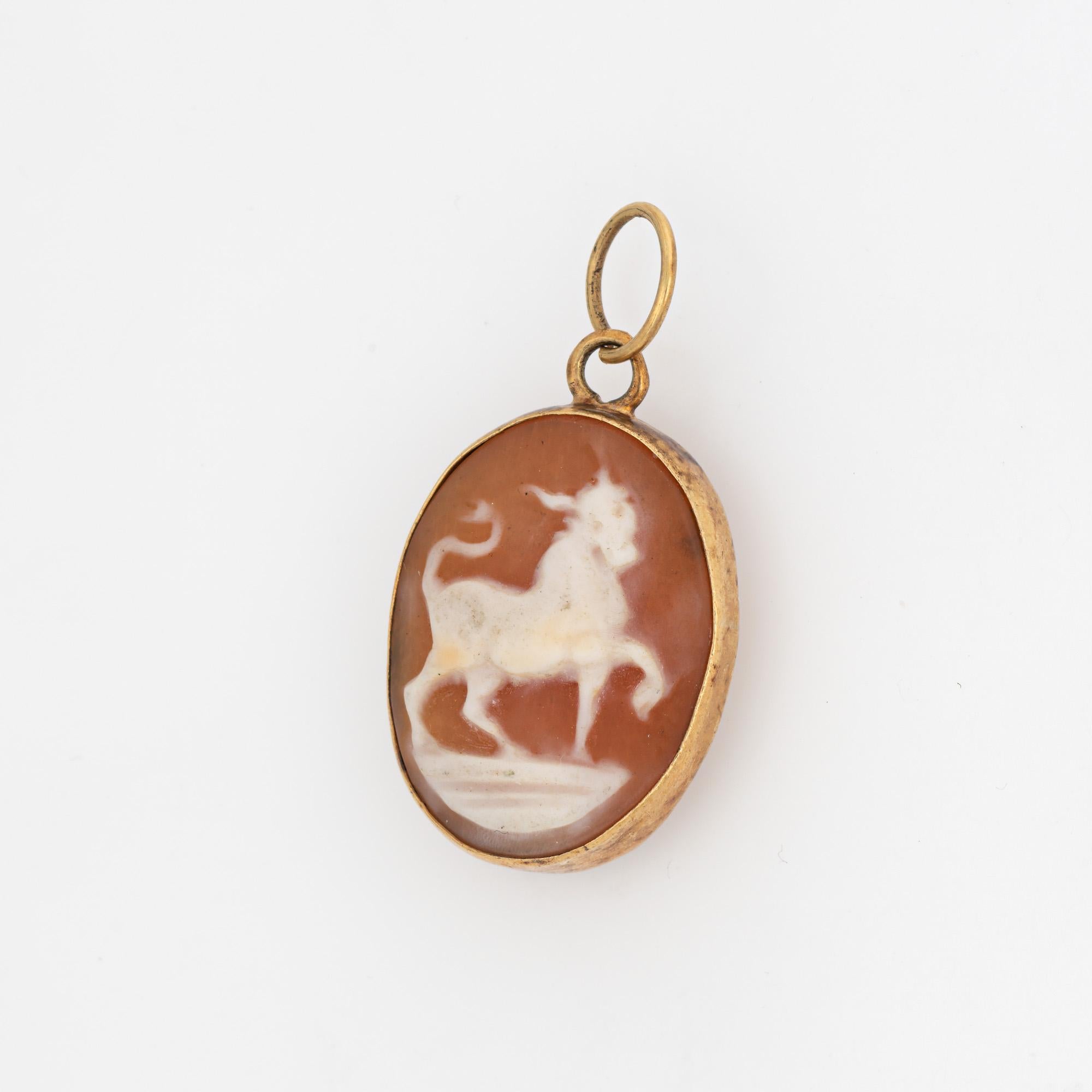 Modern Vintage Cameo Pendant Double Sided 14k Yellow Gold The Three Graces Animal
