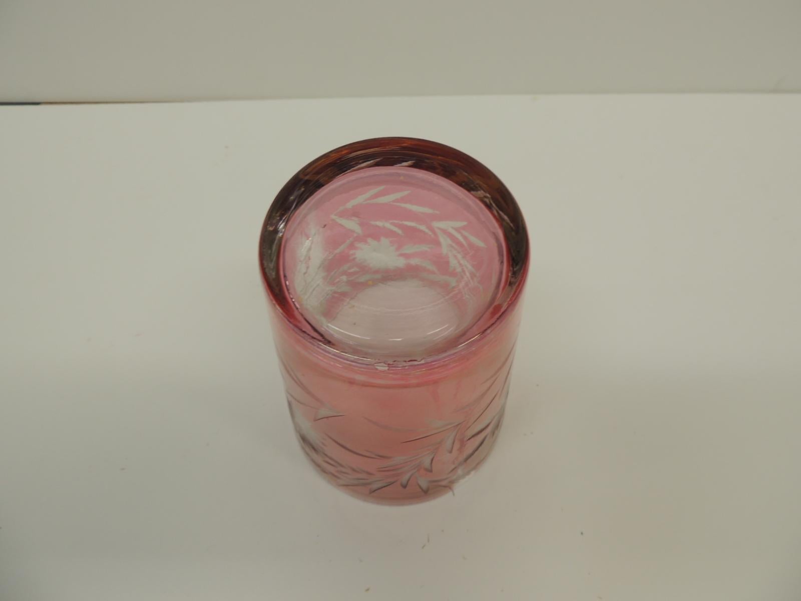 Européen Vieux Vase à fleurs rose Cameo