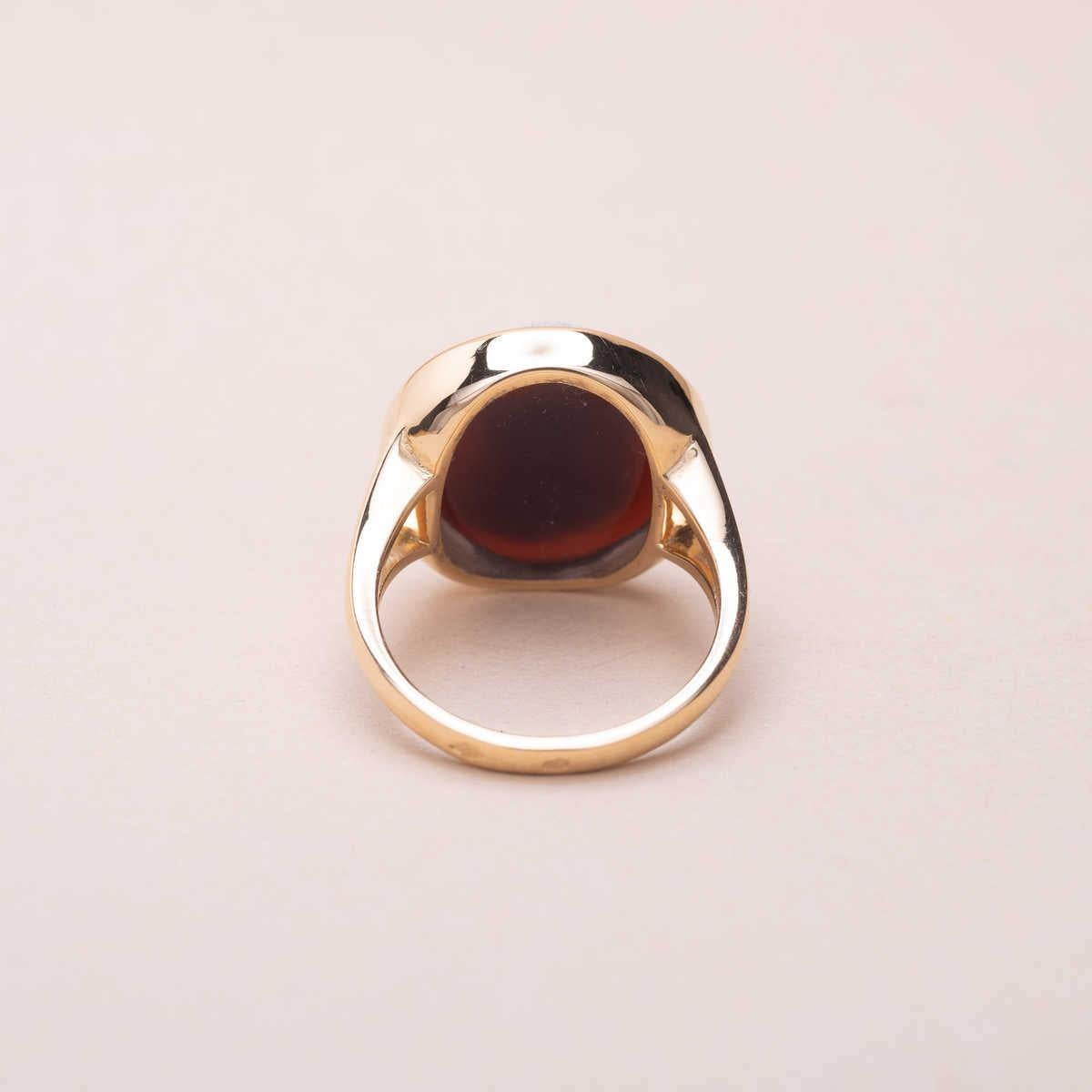 Vintage Kamee Rund Gold Ring  im Zustand „Gut“ im Angebot in PARIS, FR