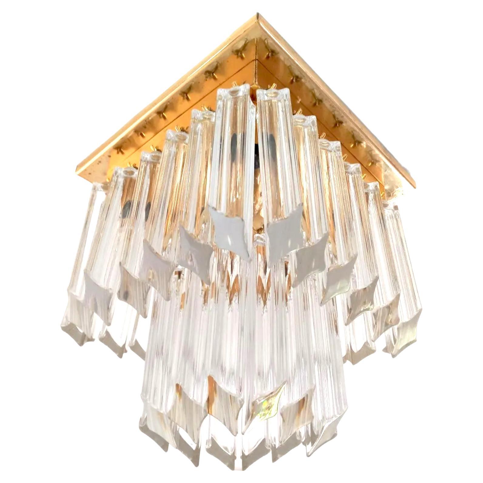 Monture encastrée vintage à prisme en cristal de Murano de Venini, 1970