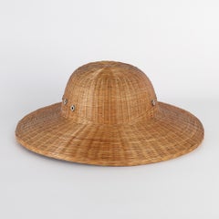 Vintage Campaign Anglo Indian Wicker Pith Helmet