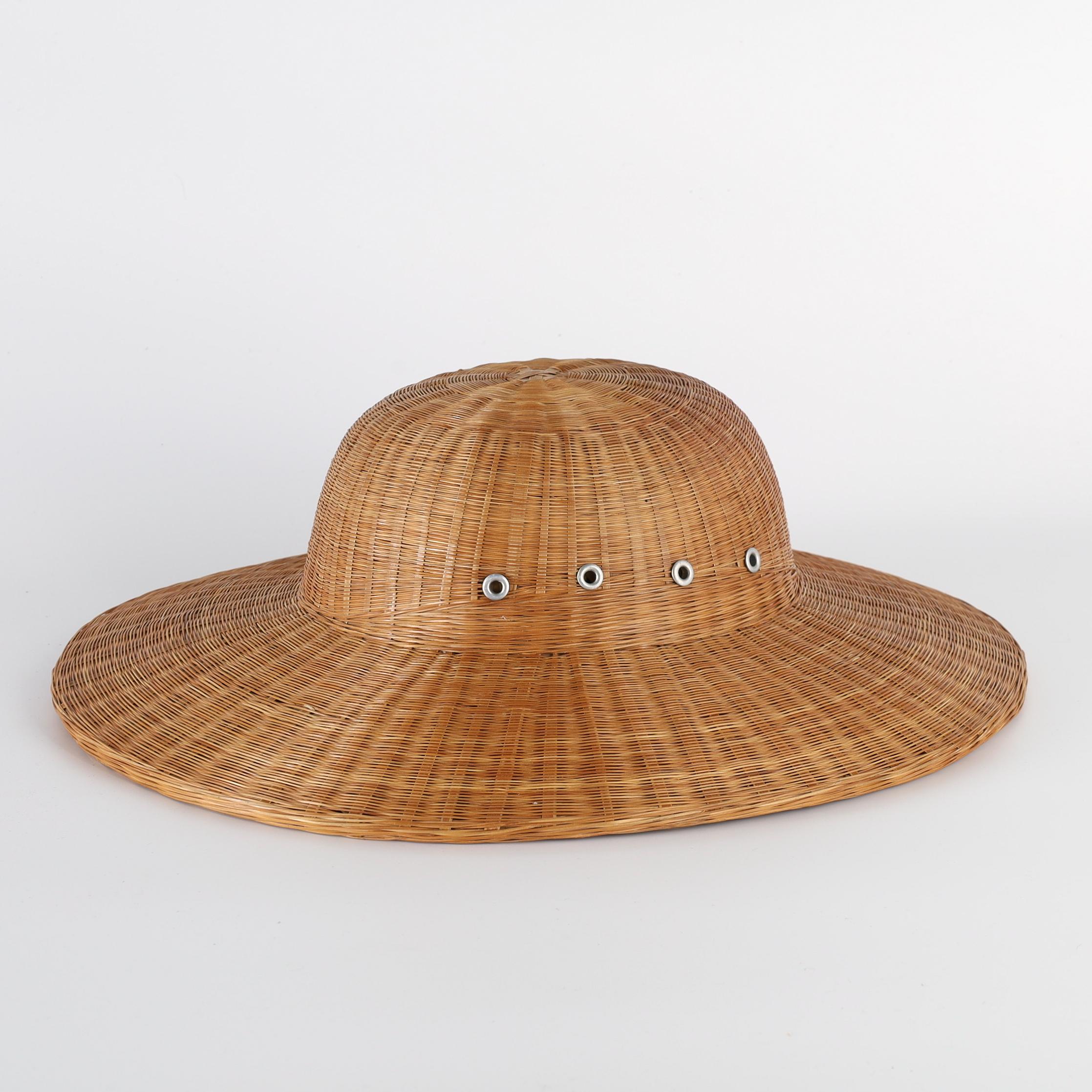 British Colonial Vintage Campaign Anglo Indian Wicker Pith Helmet For Sale