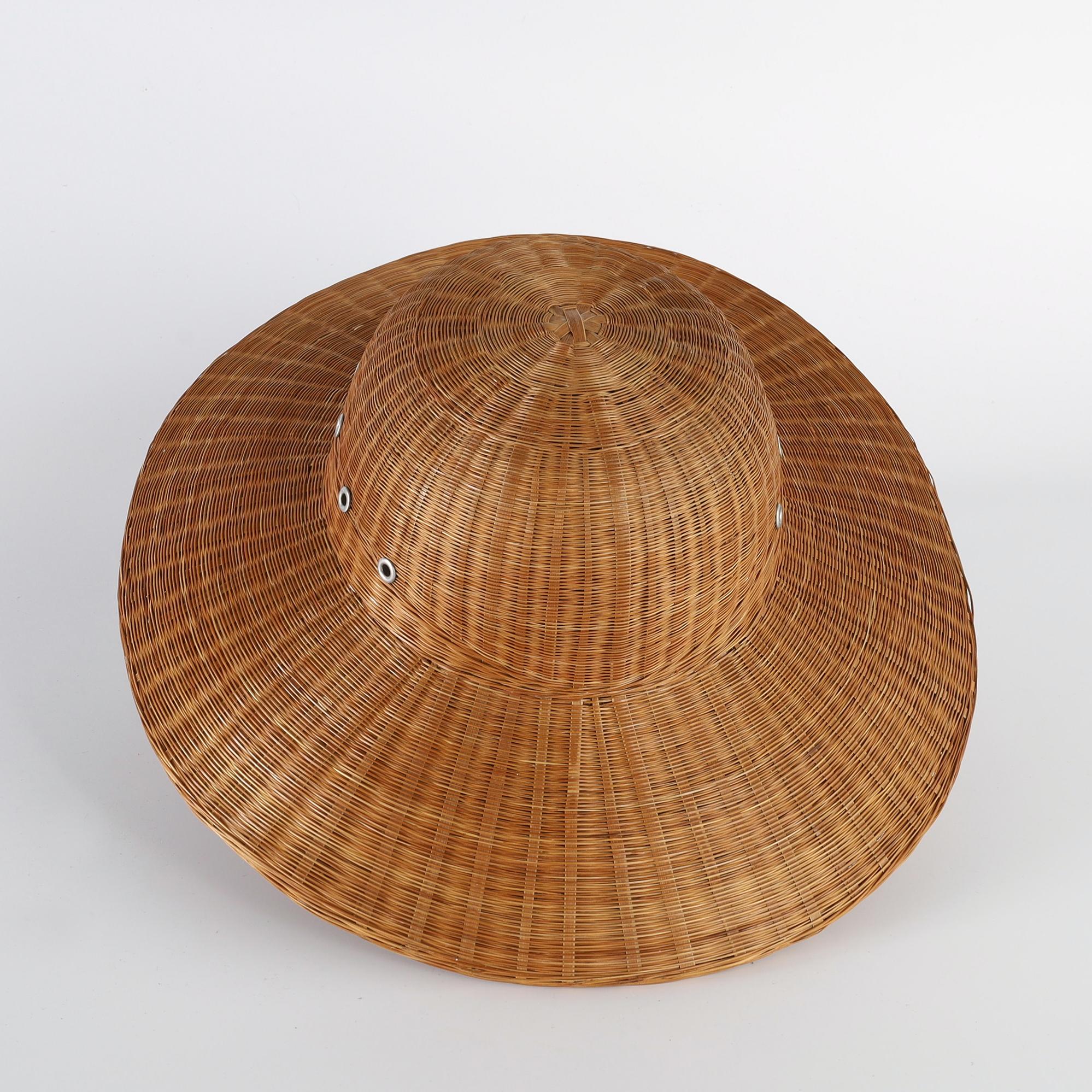 20th Century Vintage Campaign Anglo Indian Wicker Pith Helmet For Sale