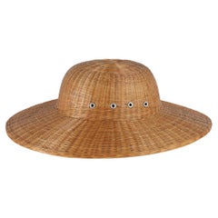 Vintage Campaign Anglo Indian Wicker Pith Helmet